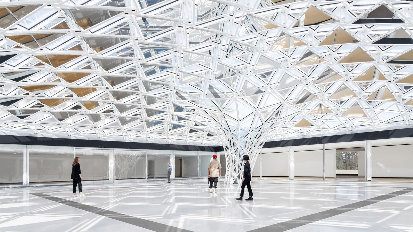 interior of the glass dome at the Albright-Knox Art gallery in Buffalo