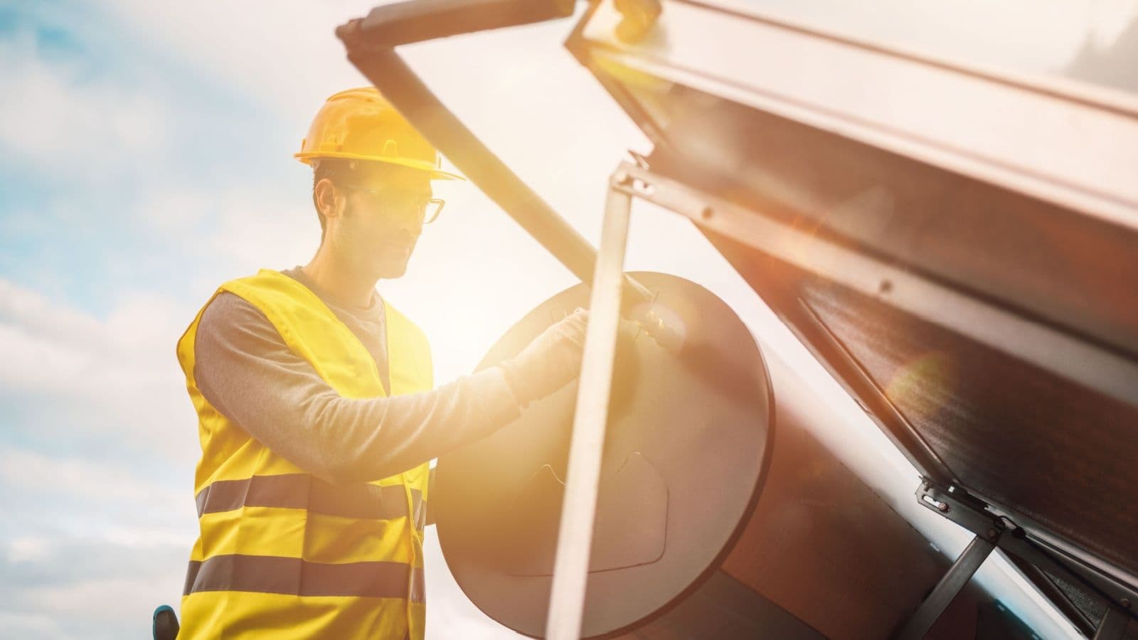 a construction worker working in extreme heat and sun