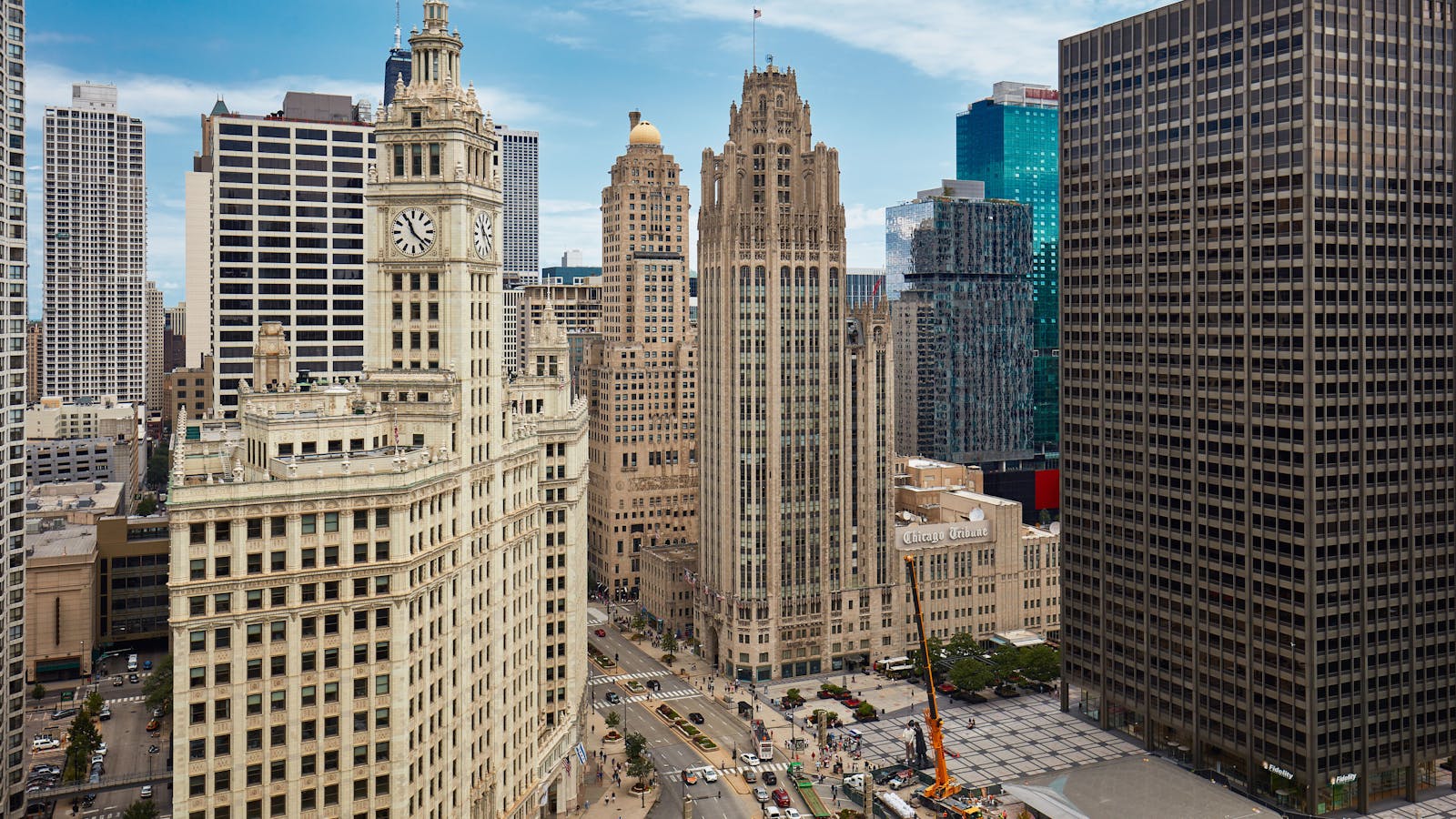 the new adaptive reuse construction at the Chicago Tribune tower