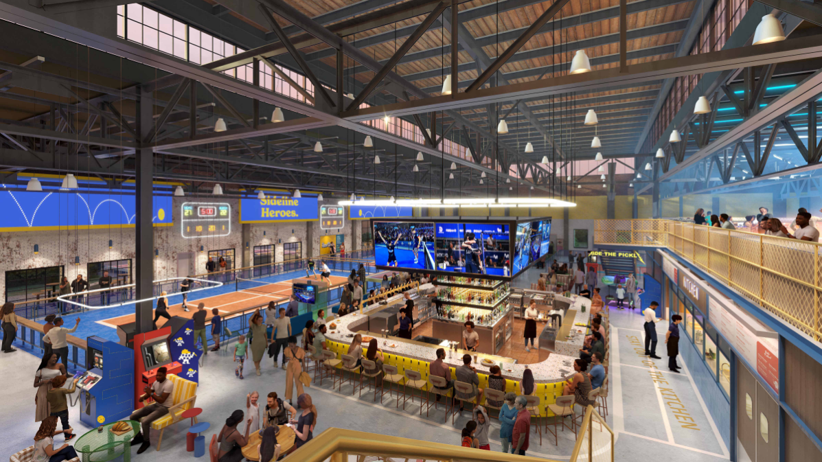 indoor pickleball courts at the Tipsy Pickle venue