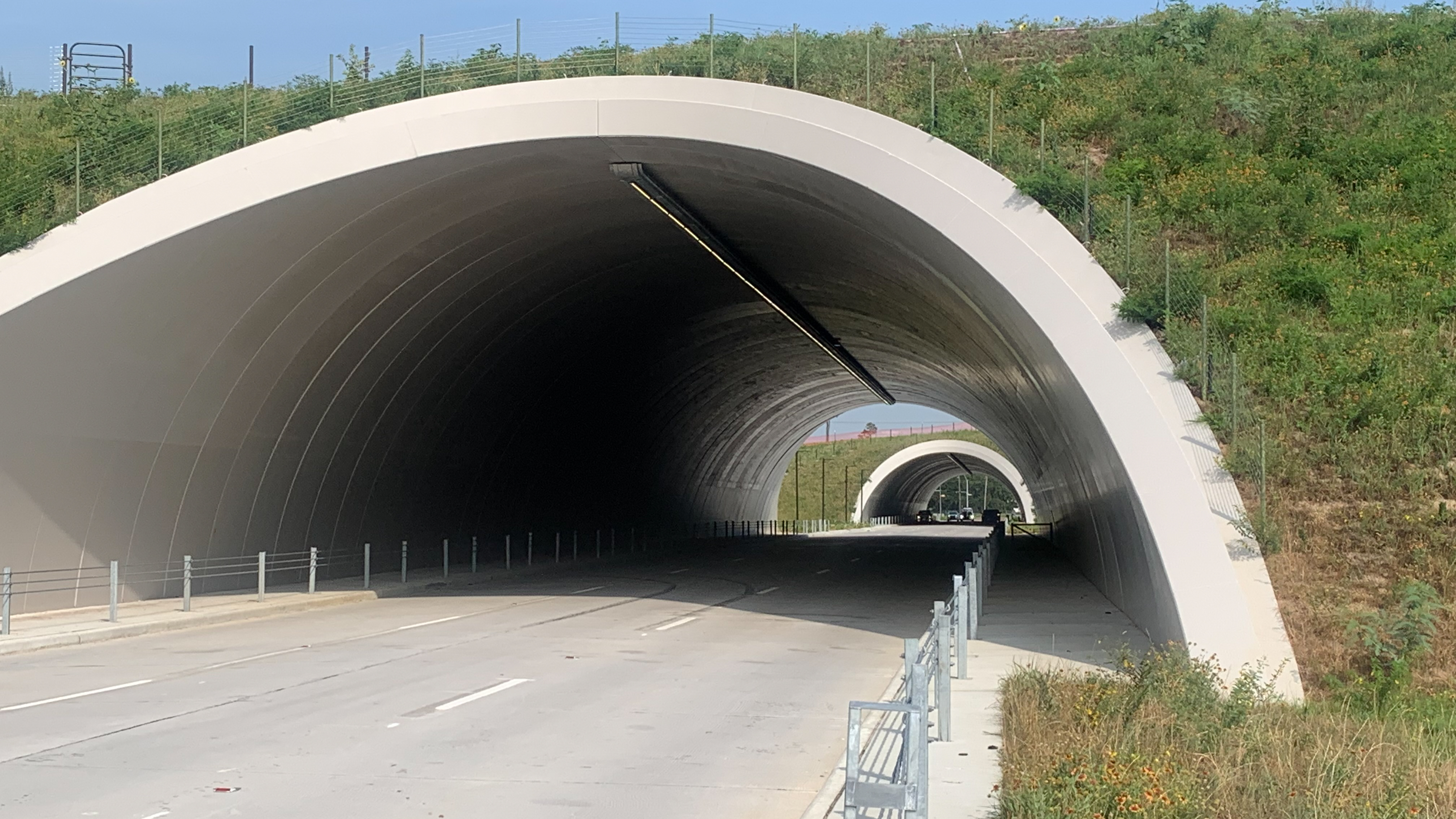 a shot inside the land bridge over Houston Memorial Park 