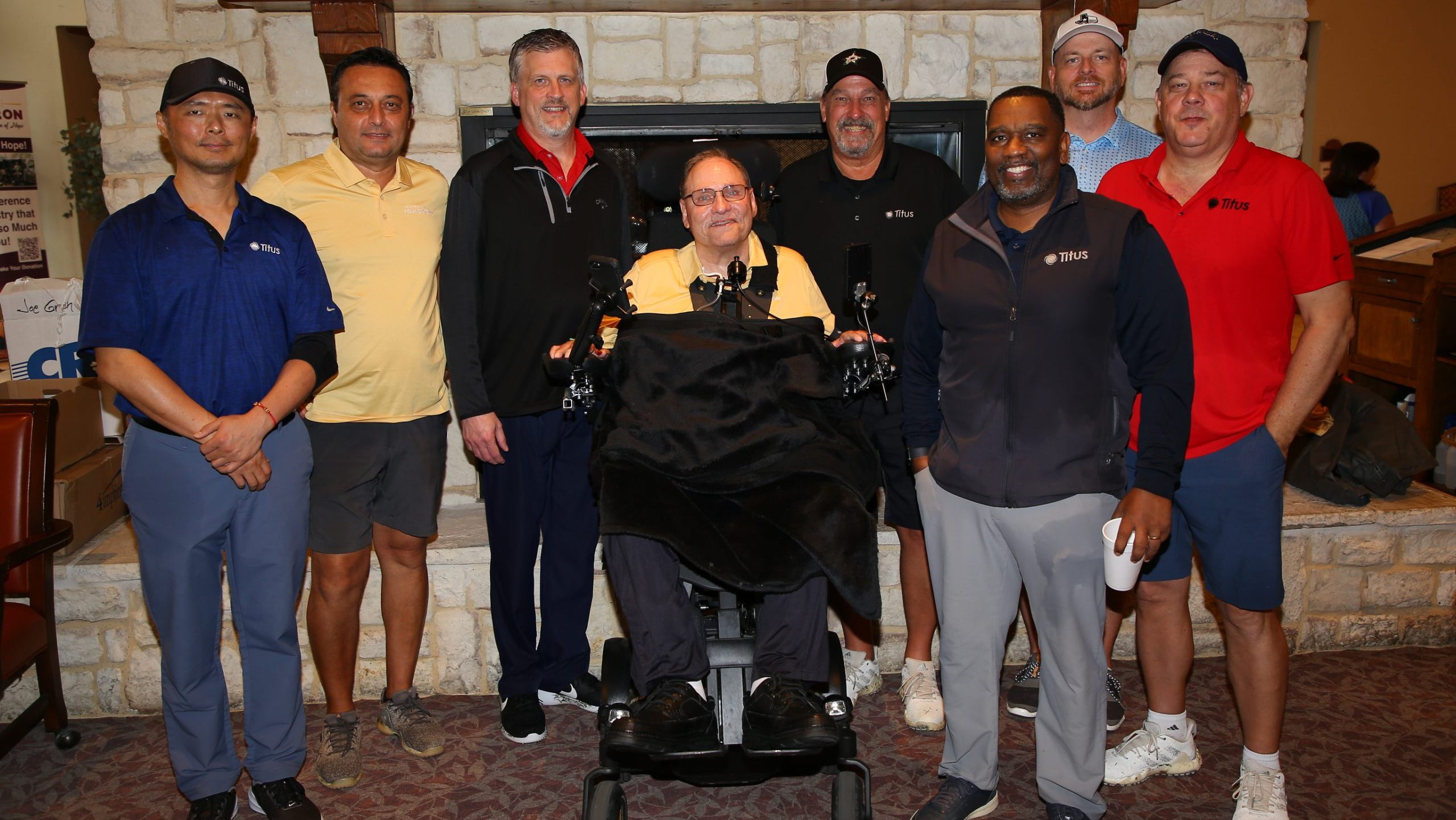 Joseph Groh, founder of the Joseph Groh Foundation with employees of Titus HVAC at the 2025 Dallas golf tournament.