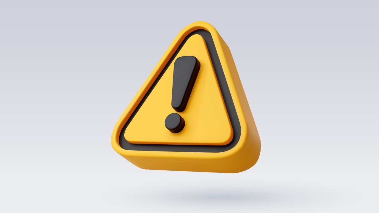 A large yellow caution sign.