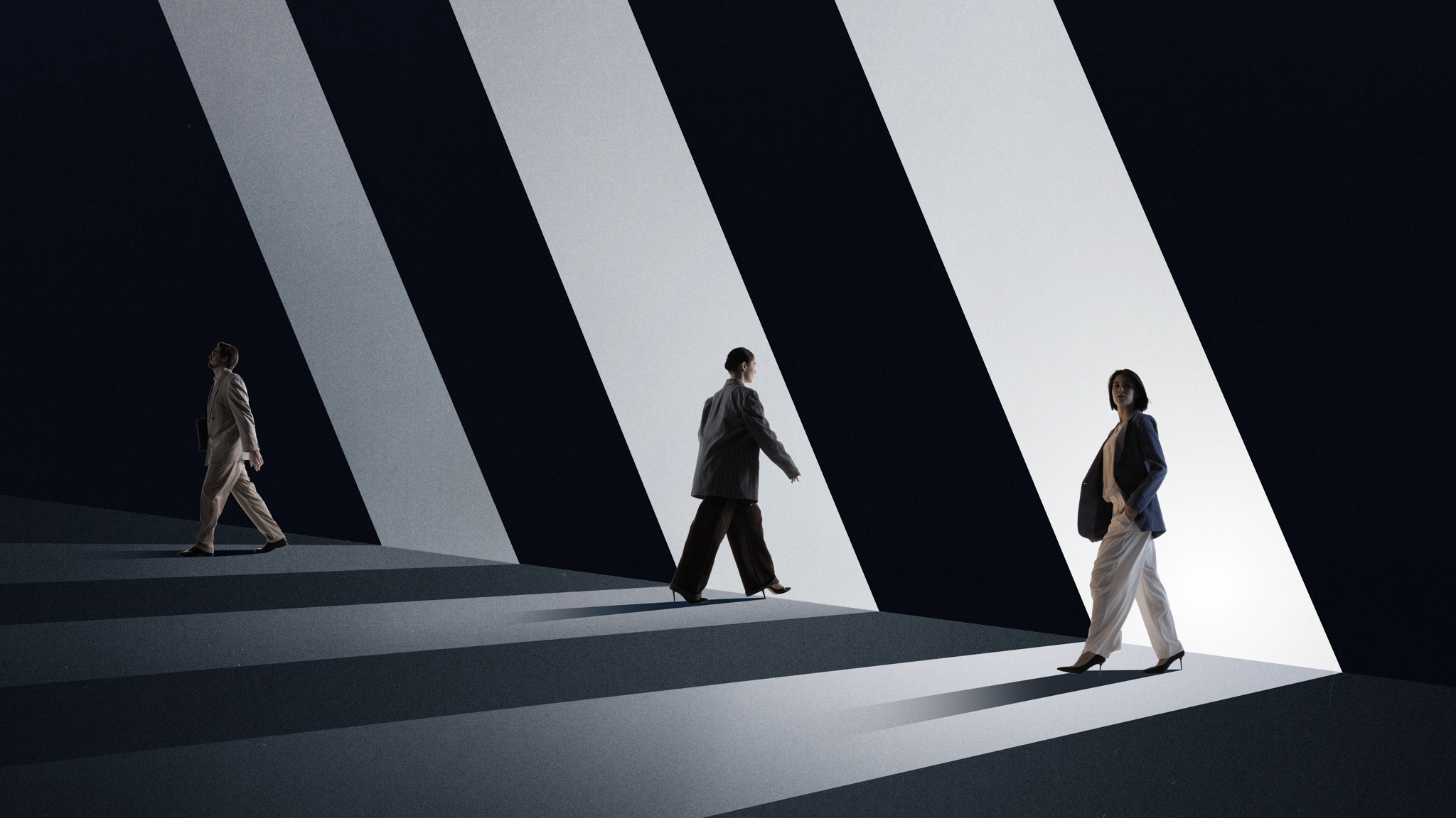 Dynamic,Design,With,People,Moving,Through,Light,Paths,In,Dark